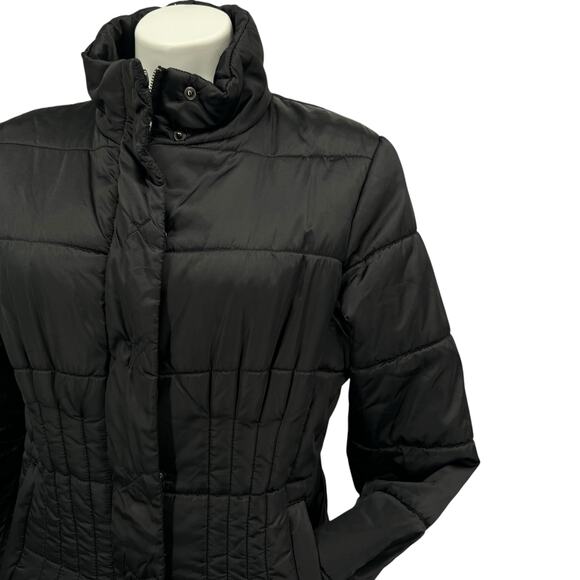 Biancoghiaccio Puffer Jacket Down Short Quilted Womens SZ L Black Minimalist Ski - Picture 8 of 13